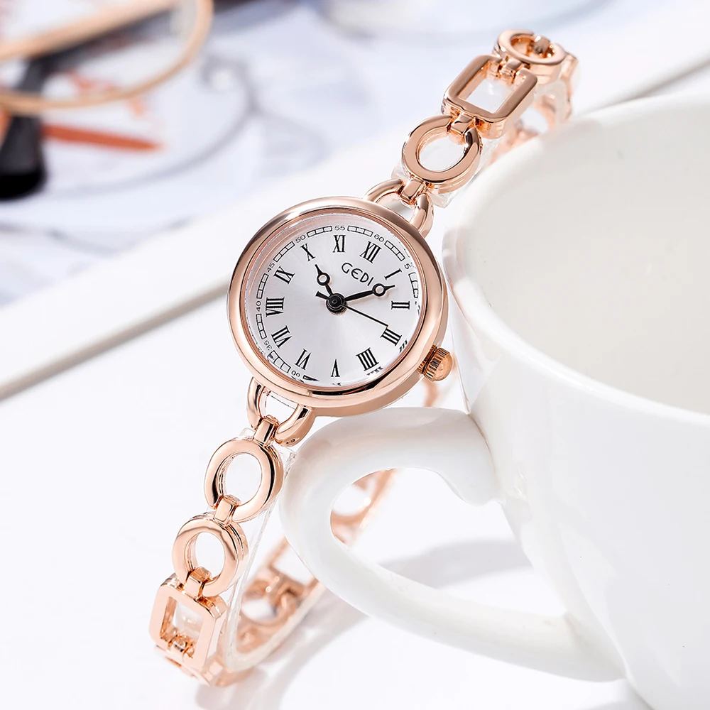 Часы GEDI женские с браслетом из розового золота, водонепроницаемые маленькие кварцевые модные брендовые, со стальным ремешком
Часы GEDI женские с браслетом из розового золота, водонепроницаемые маленькие кварцевые модные брендовые, со стальным ремешком