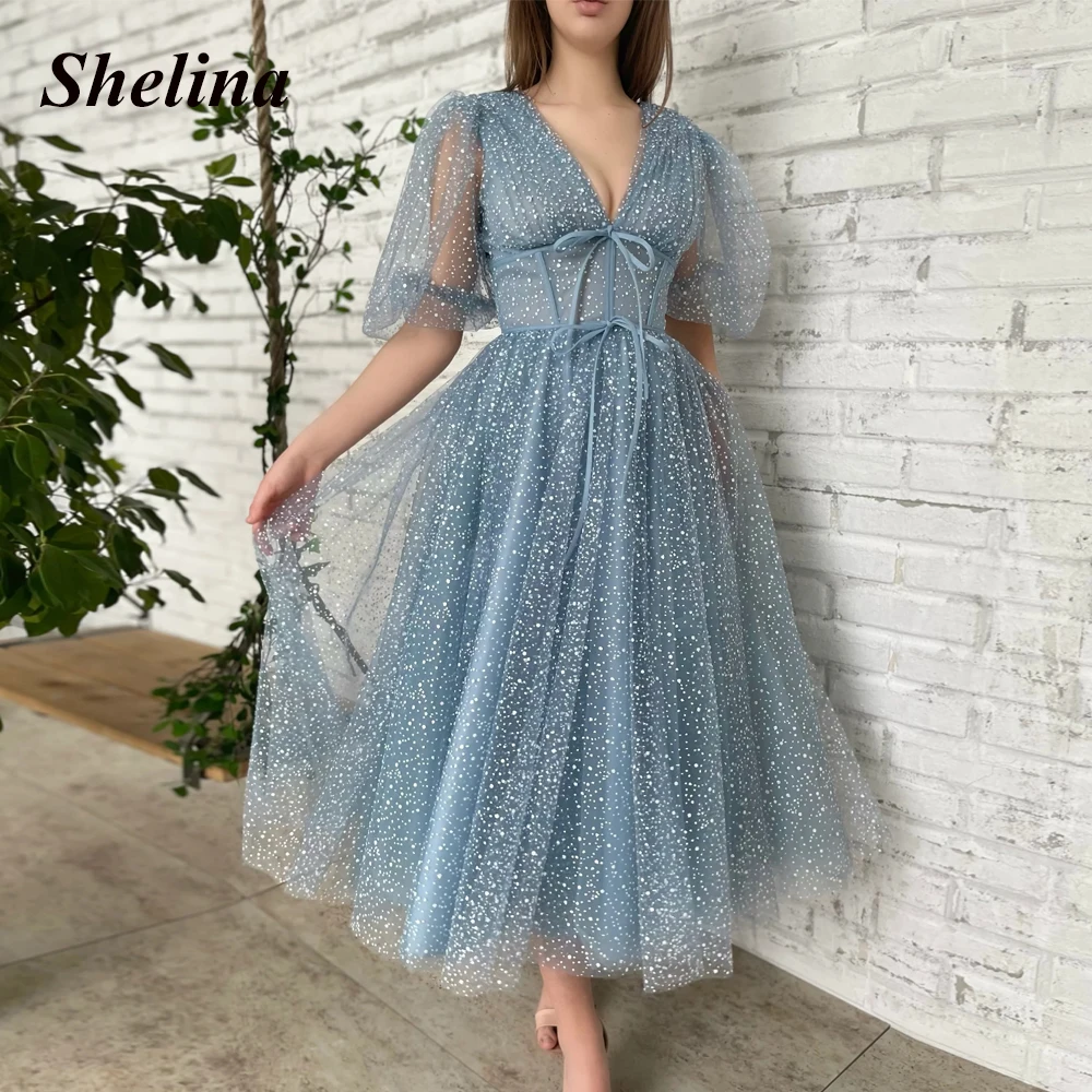 Классические блестящие платья Shelina с пышными рукавами для встречи выпускников с V-образным вырезом и бантом длиной до щиколотки трапециевидного силуэта на молнии платья для выпускного вечера
Классические блестящие платья Shelina с пышными рукавами для встречи выпускников с V-образным вырезом и бантом длиной до щиколотки трапециевидного силуэта на молнии платья для выпускного вечера