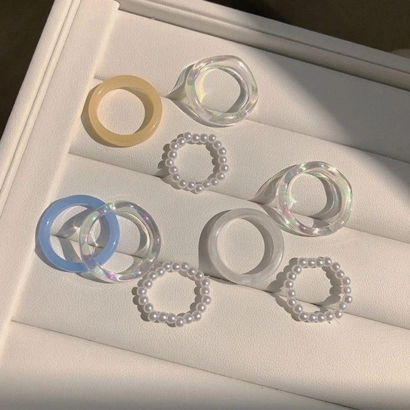 3Pcs Acrylic Ring Set Light Color System Resin Beaded Elastic Rings Bridal Engagement Women Finger Jewelry 2022 Summer Jewelry
3Pcs Acrylic Ring Set Light Color System Resin Beaded Elastic Rings Bridal Engagement Women Finger Jewelry 2022 Summer Jewelry