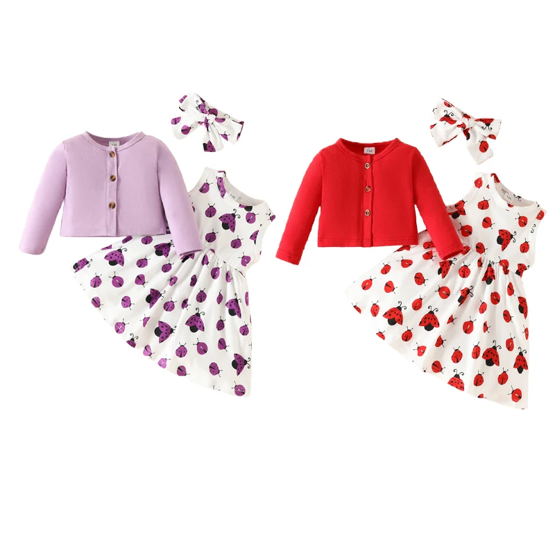 Spring Fall 3-24 Months Baby Gril 3 PCS Clothes Set Long Sleeve Coat Tops Novelty Sleeveless Dress Hairband 2-3Y Toddler Outfit
Spring Fall 3-24 Months Baby Gril 3 PCS Clothes Set Long Sleeve Coat Tops Novelty Sleeveless Dress Hairband 2-3Y Toddler Outfit