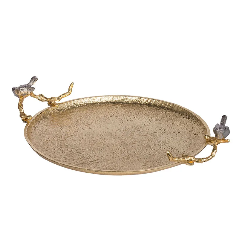 Full Aluminum Hand Hammer Pattern Golden Tray Decoration Creative Bird Design Storage Tray Accessories
Full Aluminum Hand Hammer Pattern Golden Tray Decoration Creative Bird Design Storage Tray Accessories