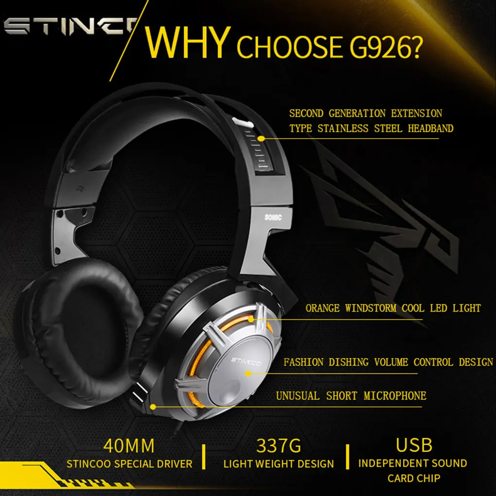 Somic Gaming Headphone Portable Dynamic Wired Stylish Subwoofer Volume Control Notebook Computer Headset LED Backlight 
Somic Gaming Headphone Portable Dynamic Wired Stylish Subwoofer Volume Control Notebook Computer Headset LED Backlight