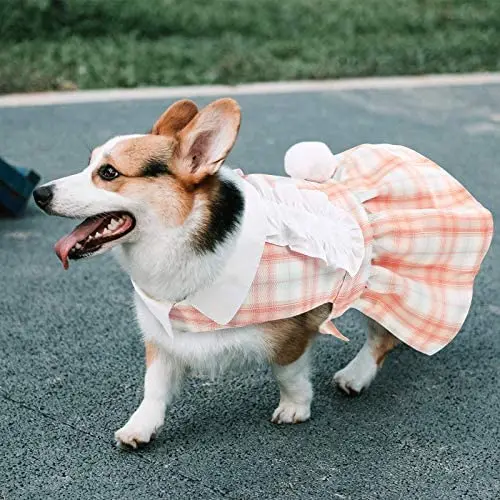 Dog Dress for Easter, Pet Plaid Skirt with Bunny Ears and Tail, Puppy Spring Summer Clothes Rabbit Costume
Dog Dress for Easter, Pet Plaid Skirt with Bunny Ears and Tail, Puppy Spring Summer Clothes Rabbit Costume