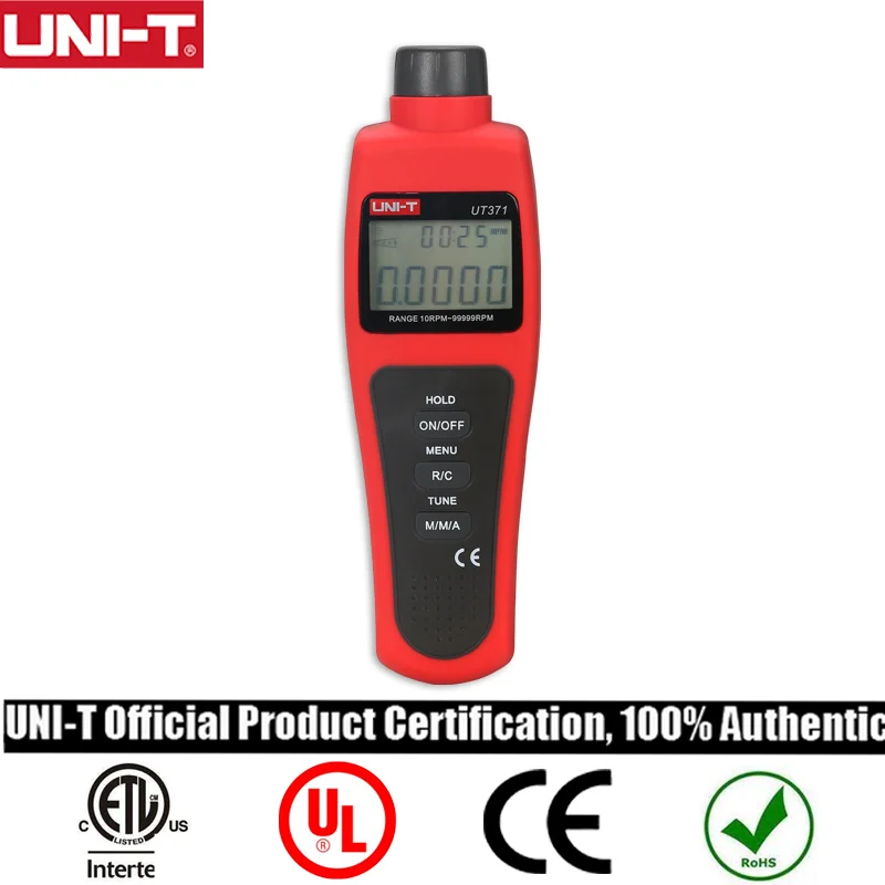 UNI-T UT371 UT372 Tachometer Measuring Rotation Speed of Shaft or Disc (on/off) Laser Pointer RPM/Count and Time Dual Display
UNI-T UT371 UT372 Tachometer Measuring Rotation Speed of Shaft or Disc (on/off) Laser Pointer RPM/Count and Time Dual Display