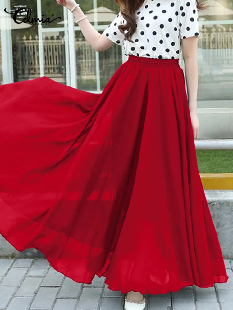 Celmia Women High Elastic Waist Skirt Elegant Solid Color Swing Maxi Jupe 2022 Fashion Summer All-match Faldas Lady Casual Skirt
Celmia Women High Elastic Waist Skirt Elegant Solid Color Swing Maxi Jupe 2022 Fashion Summer All-match Faldas Lady Casual Skirt