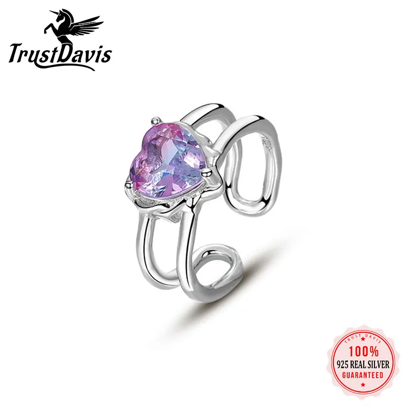 TrustDavis Real 925 Sterling Silver Rings INS Dissolution Gradient Heart CZ Opening Ring For Women Party Gift Fine Jewelry LB351
TrustDavis Real 925 Sterling Silver Rings INS Dissolution Gradient Heart CZ Opening Ring For Women Party Gift Fine Jewelry LB351