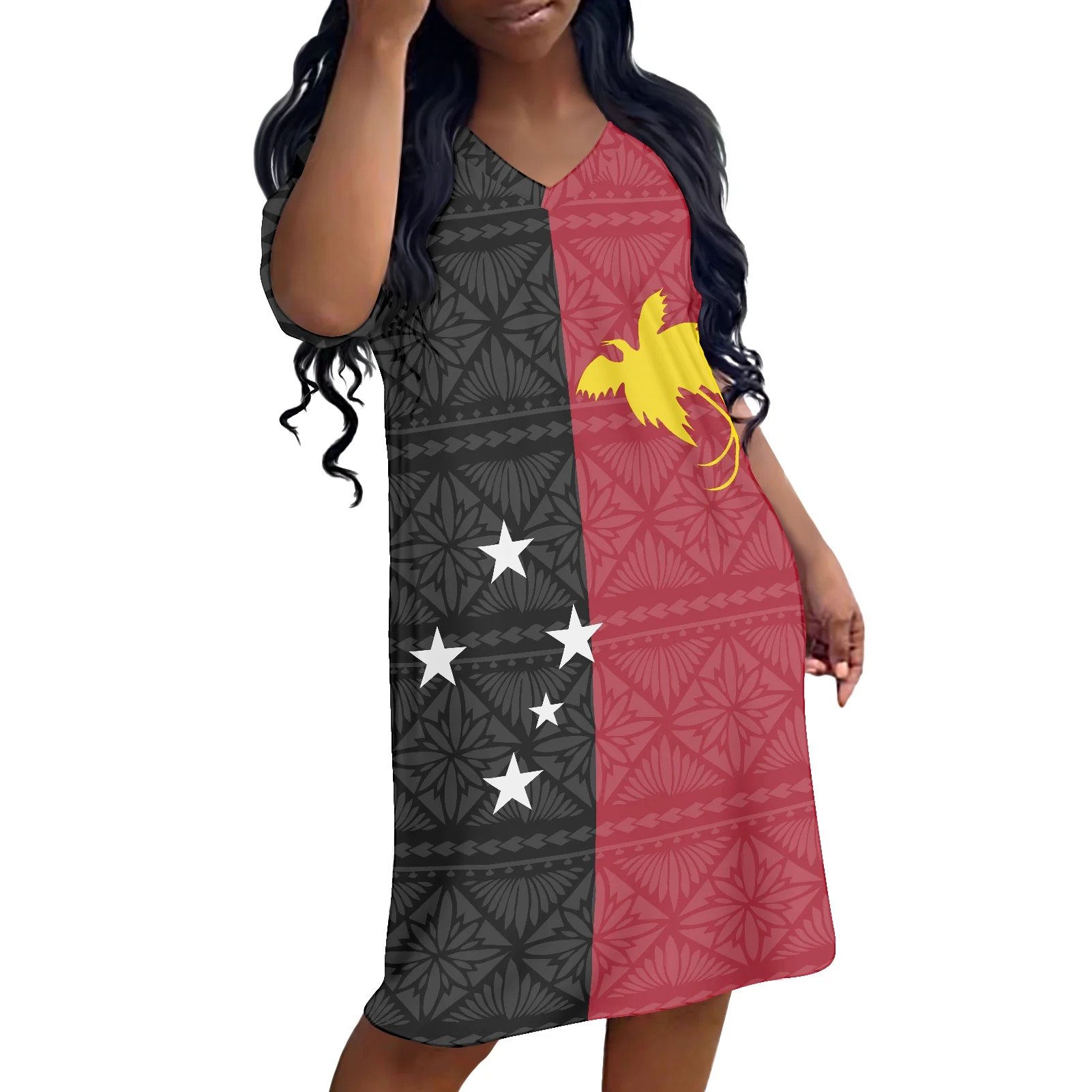 Papua New Guinea Pattern Design Print Dress Short Sleeve V-Neck Plus Size Spring And Fall Women's Dress Casual Everyday Clothing
Papua New Guinea Pattern Design Print Dress Short Sleeve V-Neck Plus Size Spring And Fall Women's Dress Casual Everyday Clothing