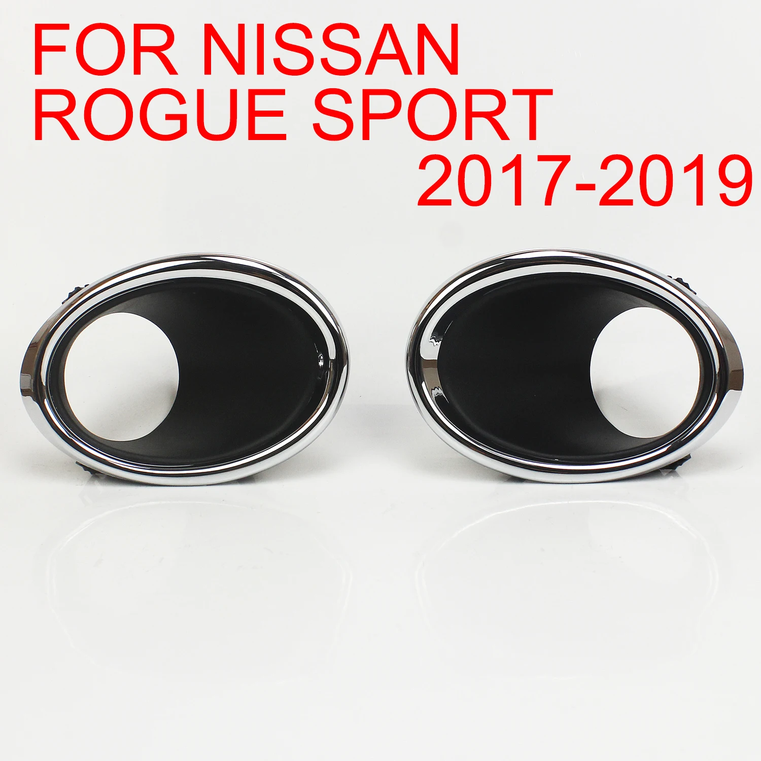 

Передний бампер для Nissan Rogue Sport 2017 2018 2019, противотуманная фоторамка, обшивка для водителя и пассажира с хромированной частью