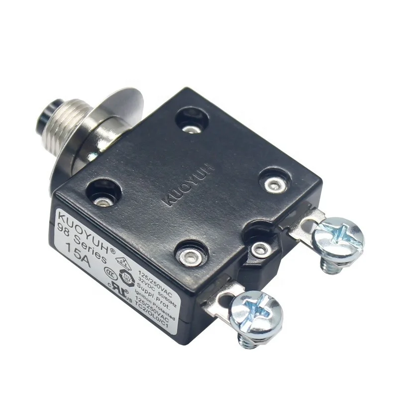 KUOYUH 98 series 3A-50A 250VAC Manual Reset Thermal Overload protector switch Mini Circuit Breaker
KUOYUH 98 series 3A-50A 250VAC Manual Reset Thermal Overload protector switch Mini Circuit Breaker