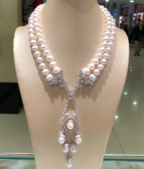 New style natural 2rows 8-9mm white freshwater pearl micro inlay zircon accessories necklace fashion jewelry
New style natural 2rows 8-9mm white freshwater pearl micro inlay zircon accessories necklace fashion jewelry