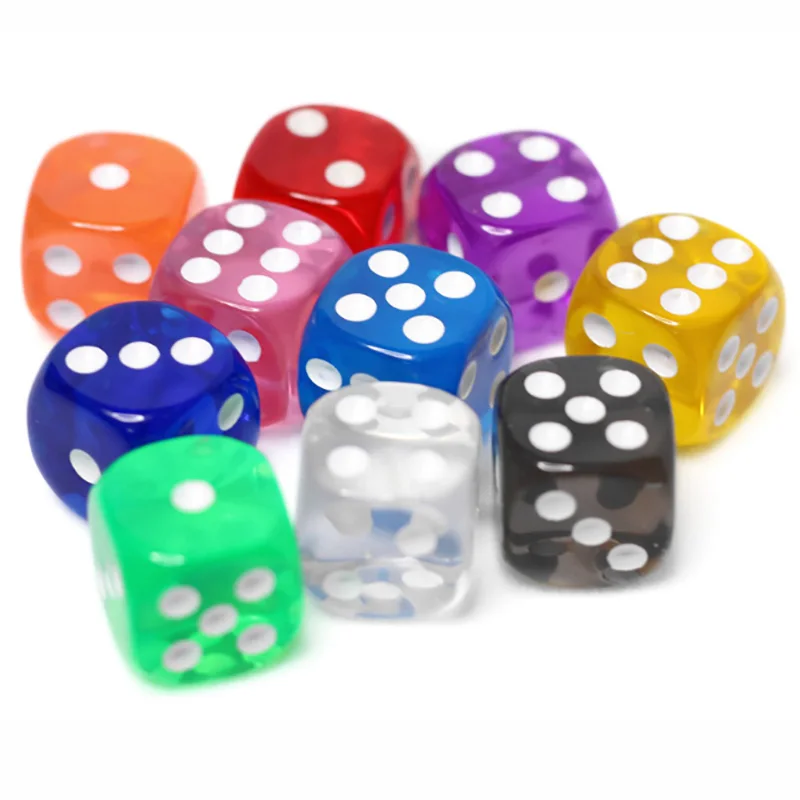 10PCS/Lot Filleted Corner Dice Set Colorful Transparent Acrylic 6 Sided Dice For Club/Party/Family Games
10PCS/Lot Filleted Corner Dice Set Colorful Transparent Acrylic 6 Sided Dice For Club/Party/Family Games