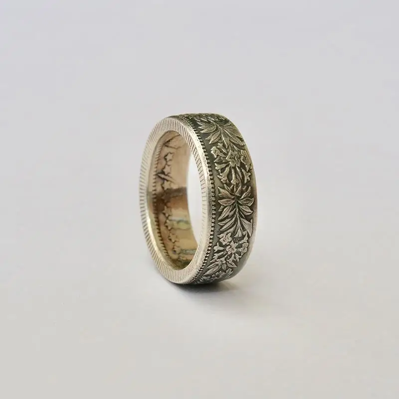 

Новинка, швейцарское серебряное кольцо ручной работы с монетами в 2 франка, кольцо с узором Edelweiss, подарок для пары друзей, ювелирные аксессу...