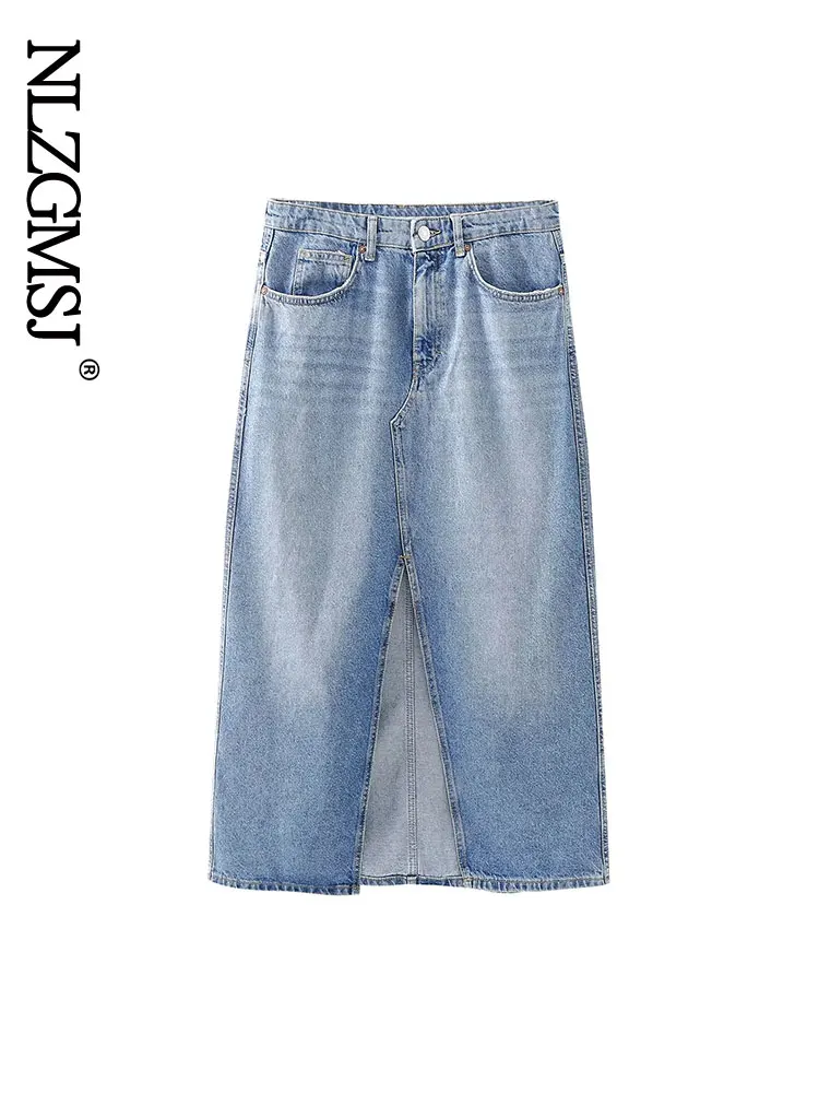 TRAF Women Fashion With Five Pockets Front Slit Denim Midi Skirt Vintage High Waist Zipper Fly Female Skirts Mujer
TRAF Women Fashion With Five Pockets Front Slit Denim Midi Skirt Vintage High Waist Zipper Fly Female Skirts Mujer