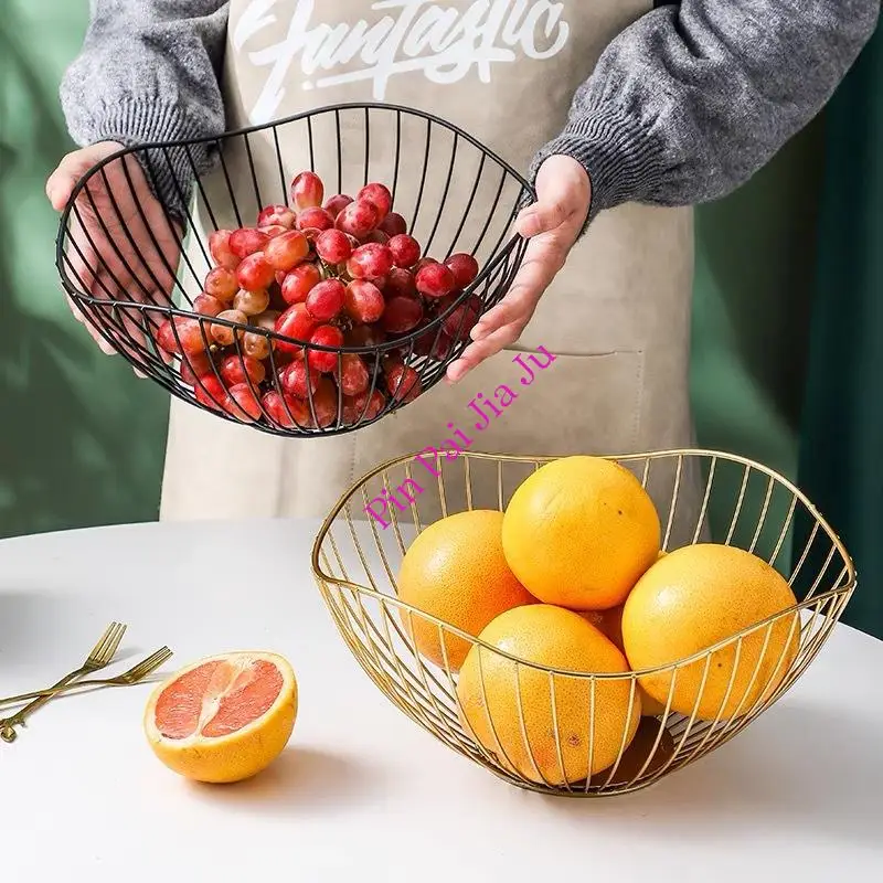 

Metalico Fruit Basket Frutero Nordic Home Tablewares Metal Dry Fruit Plate for Baby Snack Fruit Bowl Metal Wrought Iron Crafts