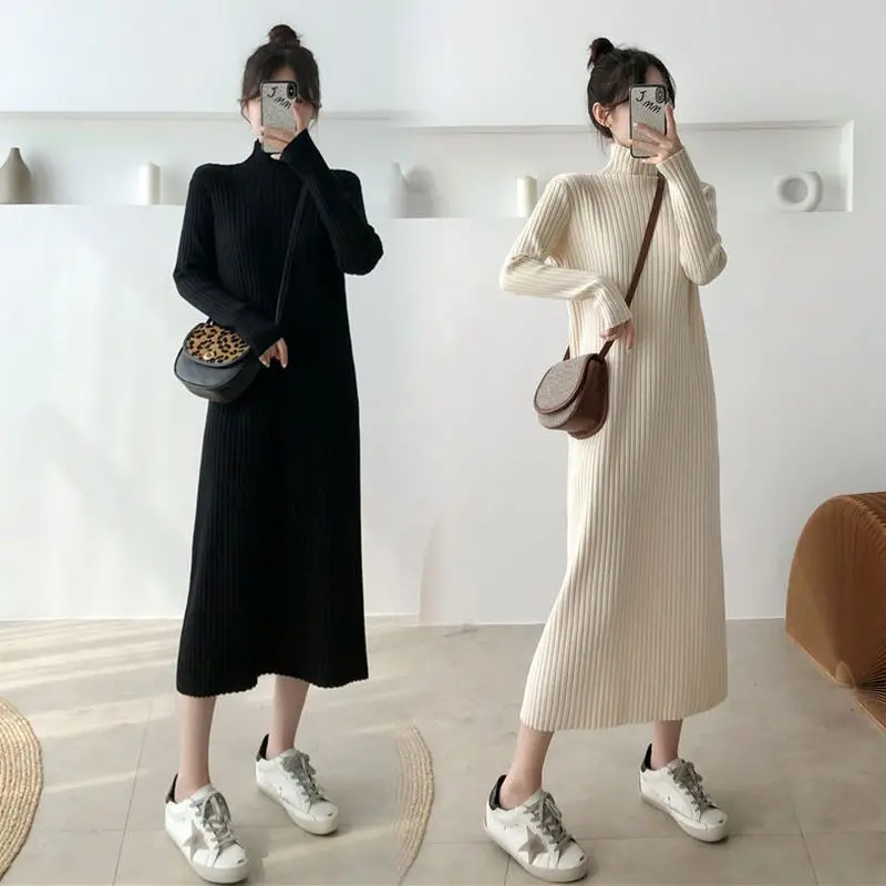 Knitted Bottom Swater Dress Women Streetwear Spring Autumn 2022 High-neck Mid-length Elegant Sweater Long Skirt Over The Knee
Knitted Bottom Swater Dress Women Streetwear Spring Autumn 2022 High-neck Mid-length Elegant Sweater Long Skirt Over The Knee