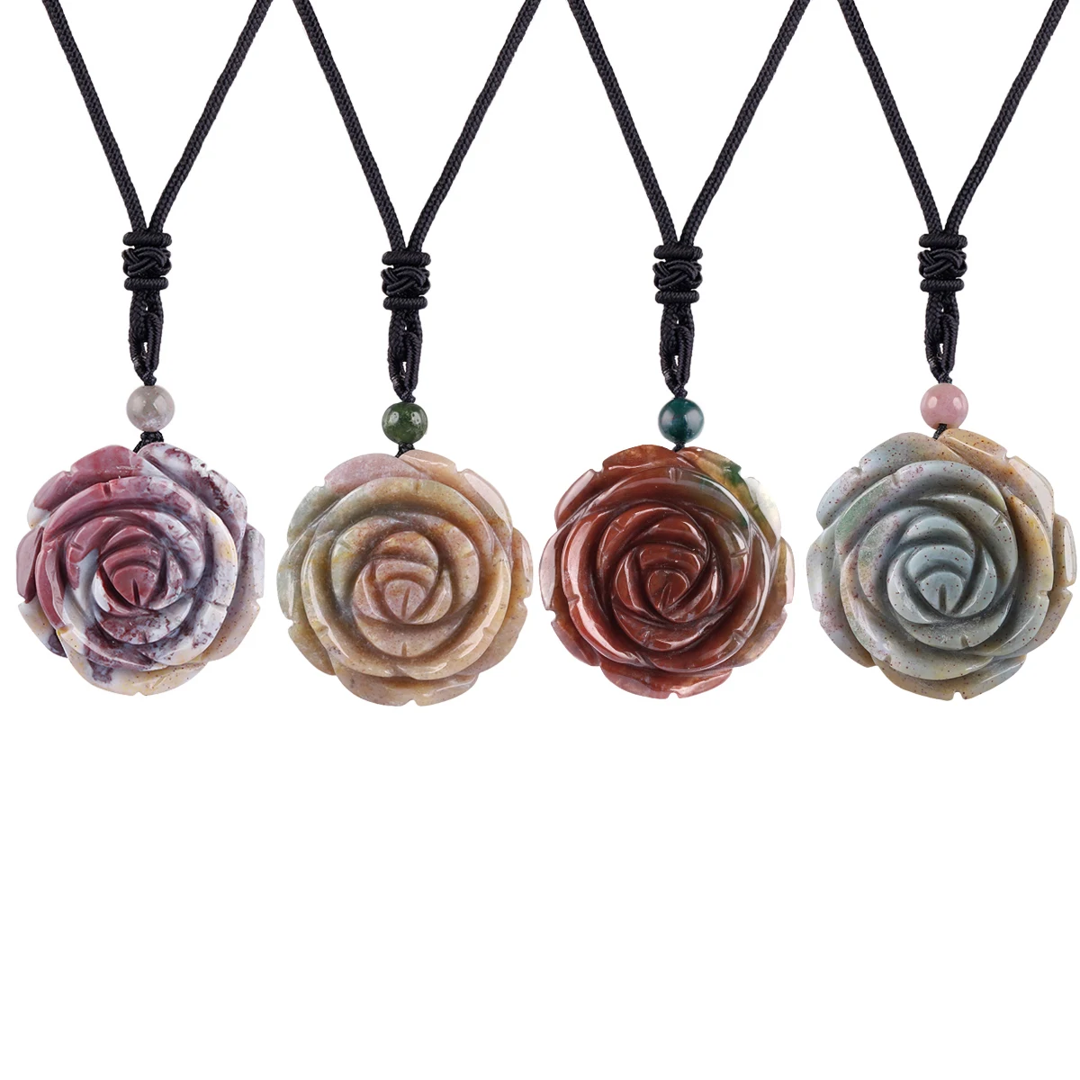 TUMBEELLUWA Natural Gem Stone Hand Carved Rose Flower Charms Pendant Necklace Healing Crystal Jewelry For Women with Gift Box 
TUMBEELLUWA Natural Gem Stone Hand Carved Rose Flower Charms Pendant Necklace Healing Crystal Jewelry For Women with Gift Box