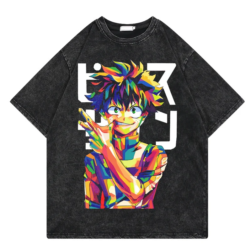 Japanese Anime My Hero Academia Washed T Shirt Men Harajuku Streetwear Graphic T-shirt Unisex Tops Male
Japanese Anime My Hero Academia Washed T Shirt Men Harajuku Streetwear Graphic T-shirt Unisex Tops Male