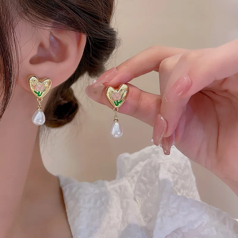 Heart Pearl Dangle Earrings Women Tulip Flower Jewelry Sweet Girl Party Birthday Fashion Gift
Heart Pearl Dangle Earrings Women Tulip Flower Jewelry Sweet Girl Party Birthday Fashion Gift