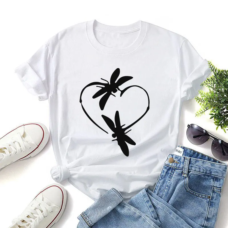 Womens Summer Cotton Soft T-shirt 2022 Dragonfly Heart Nature Lover Female Regular Daily Tees Ladies Graphic Shirts Tops
Womens Summer Cotton Soft T-shirt 2022 Dragonfly Heart Nature Lover Female Regular Daily Tees Ladies Graphic Shirts Tops