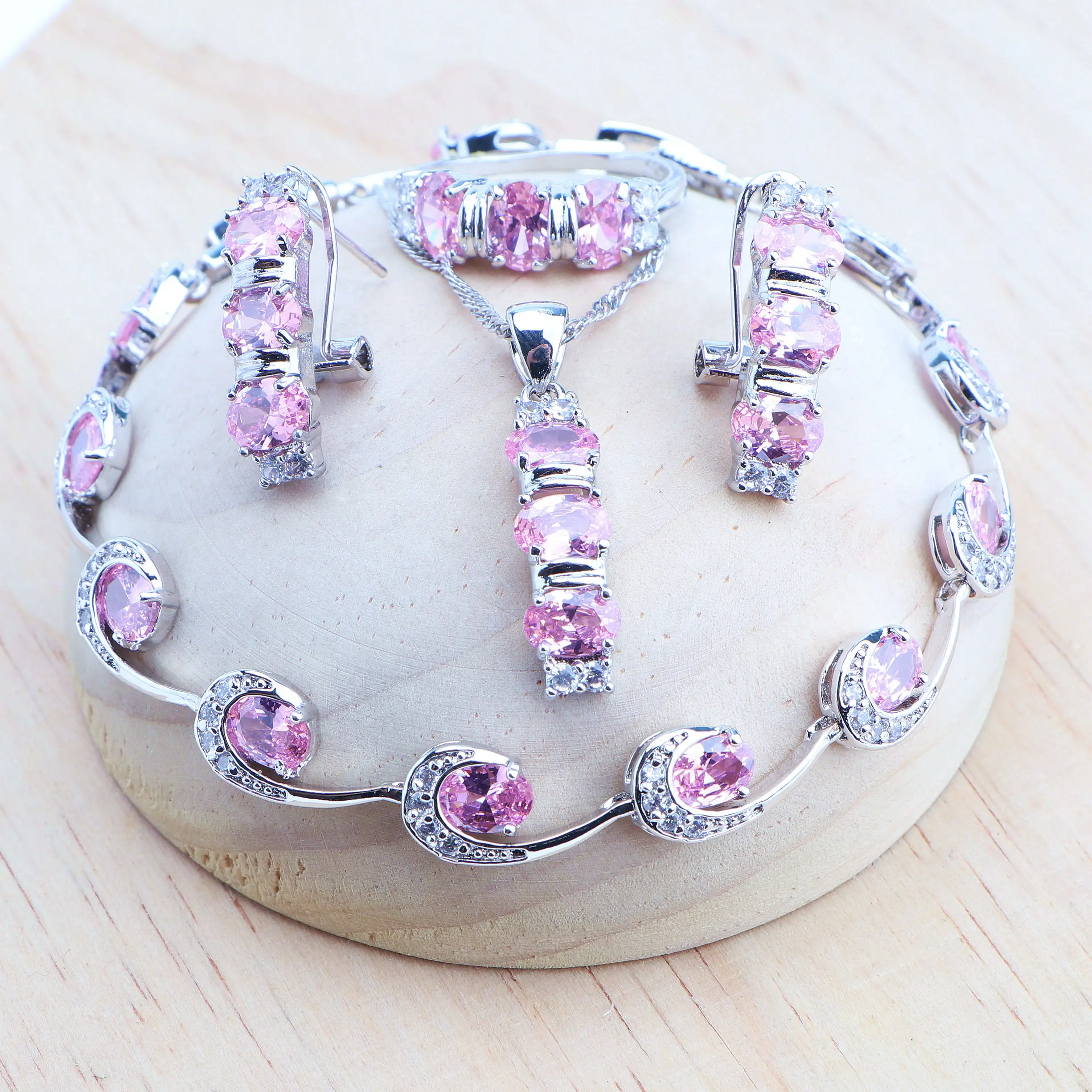 Bridal Pink Zircon Jewelry Sets Silver 925 Jewellery For Women Rings Earrings Pendant Wedding Necklace Set Stones Bracelets
Bridal Pink Zircon Jewelry Sets Silver 925 Jewellery For Women Rings Earrings Pendant Wedding Necklace Set Stones Bracelets
