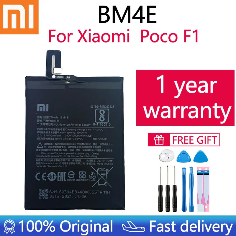 2021 год, 100% оригинальный запасной аккумулятор BM4E для Xiaomi MI Pocophone F1, оригинальный аккумулятор для телефона, 4000 мАч, бесплатные инструменты
2021 год, 100% оригинальный запасной аккумулятор BM4E для Xiaomi MI Pocophone F1, оригинальный аккумулятор для телефона, 4000 мАч, бесплатные инструменты