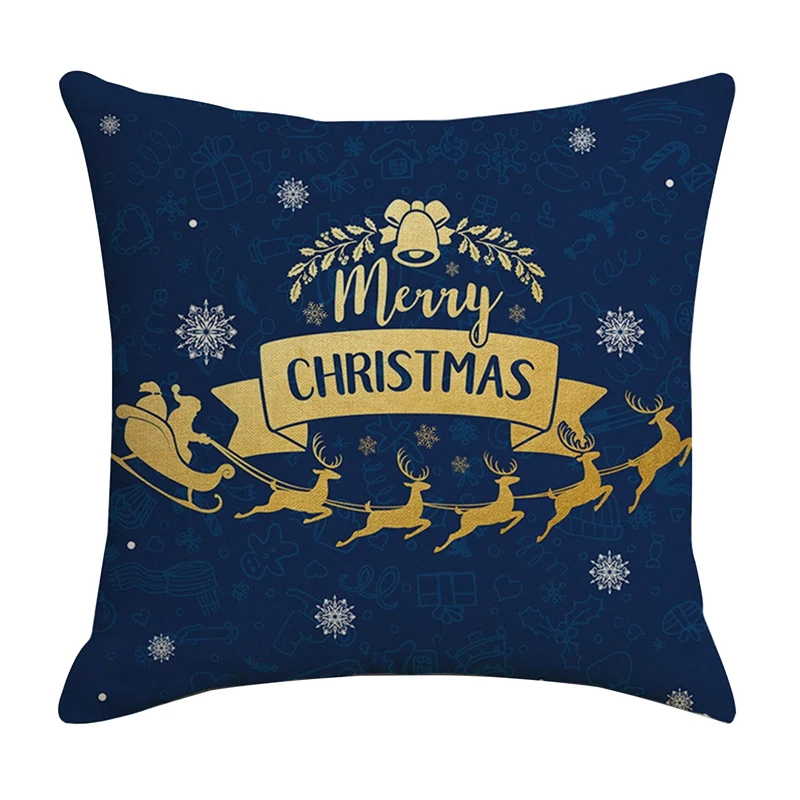 

Merry Christmas Pillowcase Linen Santa Snowflake Decor Home Pillow Cases Cushion Cover For Sofa Car Gift 45X45cm