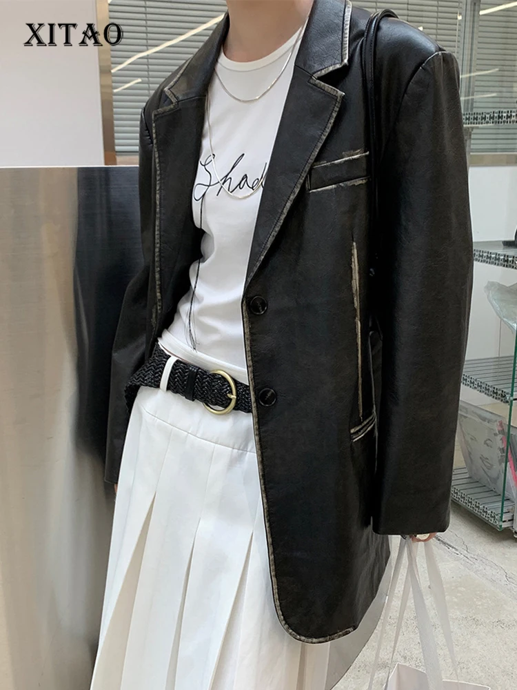 XITAO Solid Color Faux Leather Female Coat Fashion Turn-down Collar Single Breasted Women Autumn New Loose Trend Top HQQ1294
XITAO Solid Color Faux Leather Female Coat Fashion Turn-down Collar Single Breasted Women Autumn New Loose Trend Top HQQ1294