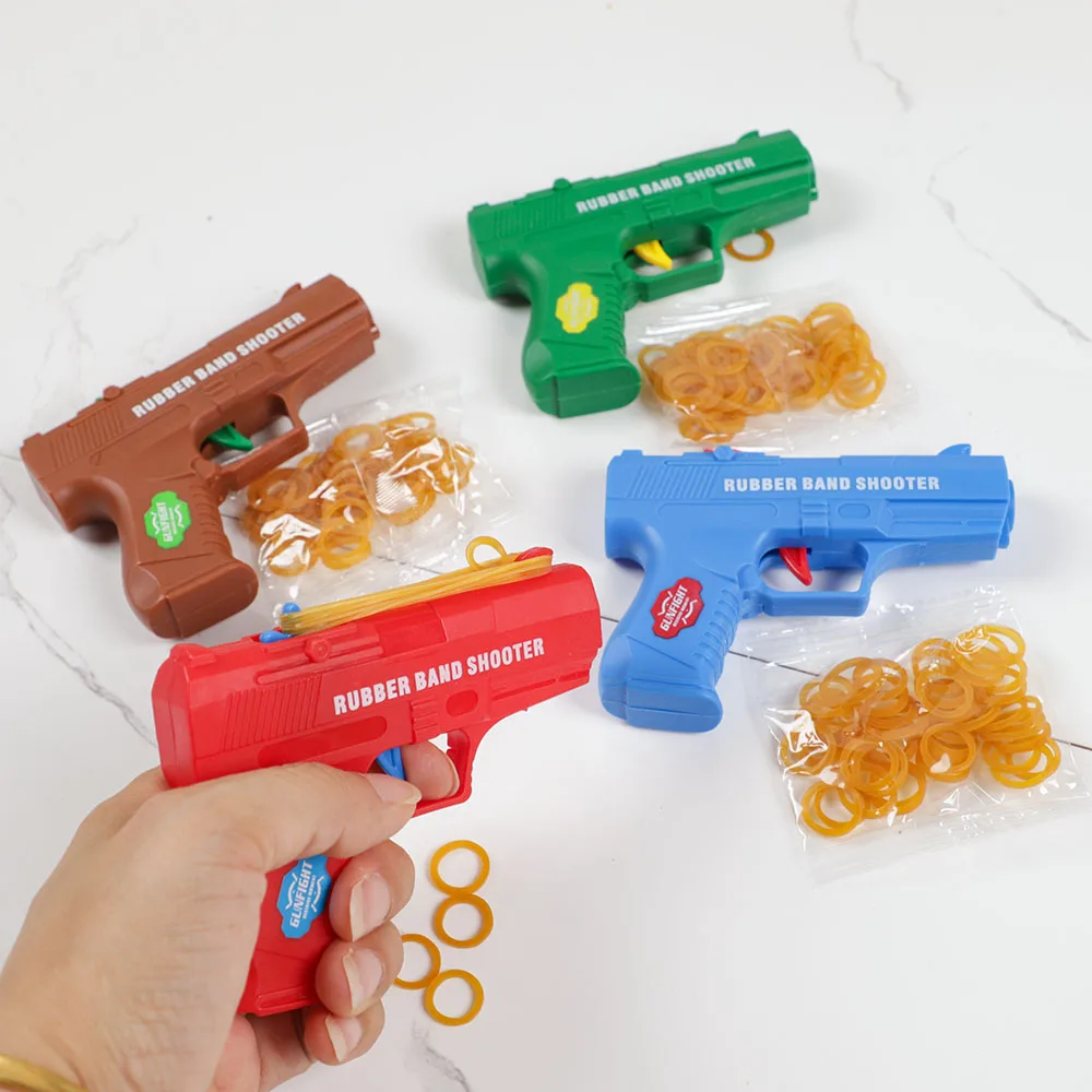 

4 Pcs Plastic Mini Folding Rubber Band Gun Outdoor Sports Toys for Kids Birthday Party Favors Boys Giveaway Pinata Fillers Gifts