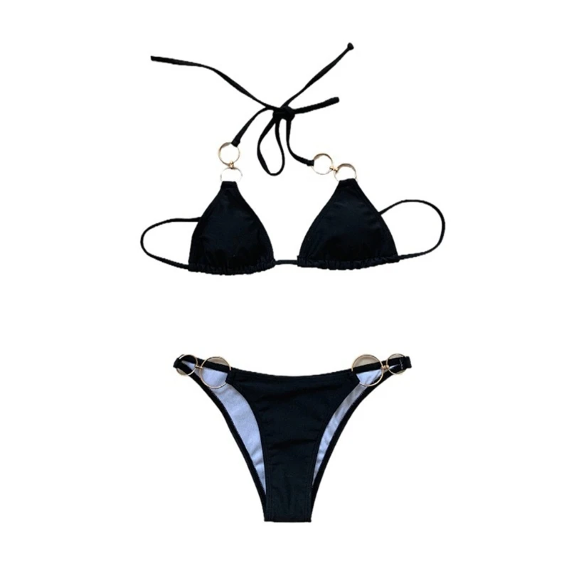 Women's Two Pieces Swimsuits Ladies Halter Bikini Set Low-waisted Triangle-Bathing Suit O-Ring String Swimwear for Beach
Women's Two Pieces Swimsuits Ladies Halter Bikini Set Low-waisted Triangle-Bathing Suit O-Ring String Swimwear for Beach