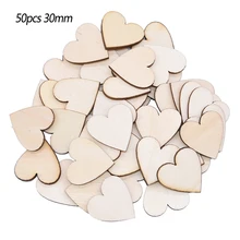 50-200Pcs Unfinished Wooden Hearts Blank Wood Slices Heart Love DIY Crafts Natural Crafts Supplies Wedding Table Centerpieces