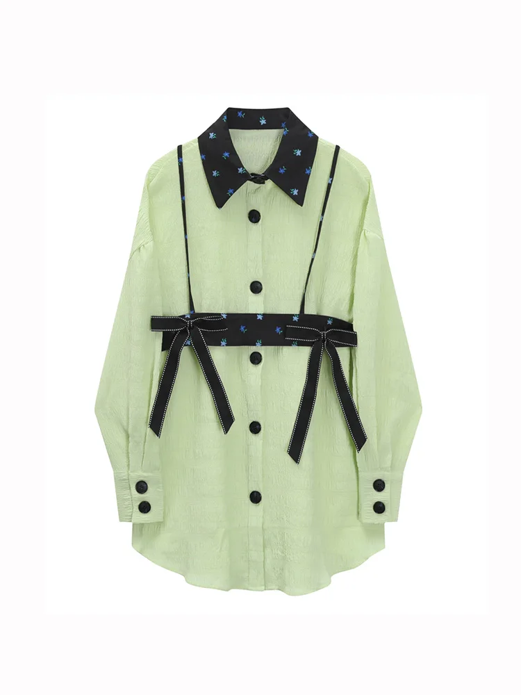 2022 Vintage Patchwork Color Contrast Detachable Suspender Jacquard Long Shirt Women's Design Texture Blouse
2022 Vintage Patchwork Color Contrast Detachable Suspender Jacquard Long Shirt Women's Design Texture Blouse