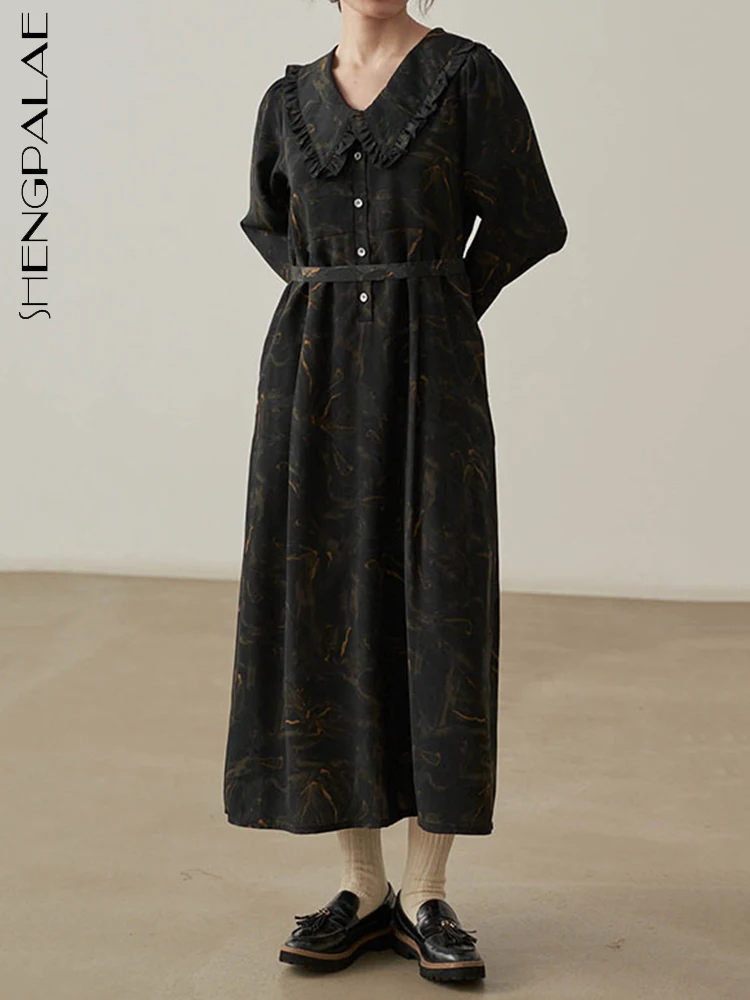 SHENGPALAE Fashion Women Dress Printed Peter Pan Collar Patchwork Full Sleeve Lace Up Waist Shirt Vestido Autumn 2023 New 5R5444 
SHENGPALAE Fashion Women Dress Printed Peter Pan Collar Patchwork Full Sleeve Lace Up Waist Shirt Vestido Autumn 2023 New 5R5444