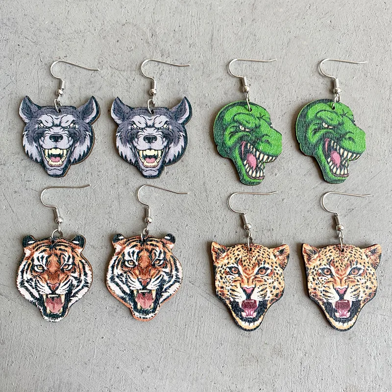 2022 European and American Jewelry Interesting Animals Wooden Tigers Dinosaurs Cheetahs Exaggerated Personality Fashion Earrings
2022 European and American Jewelry Interesting Animals Wooden Tigers Dinosaurs Cheetahs Exaggerated Personality Fashion Earrings