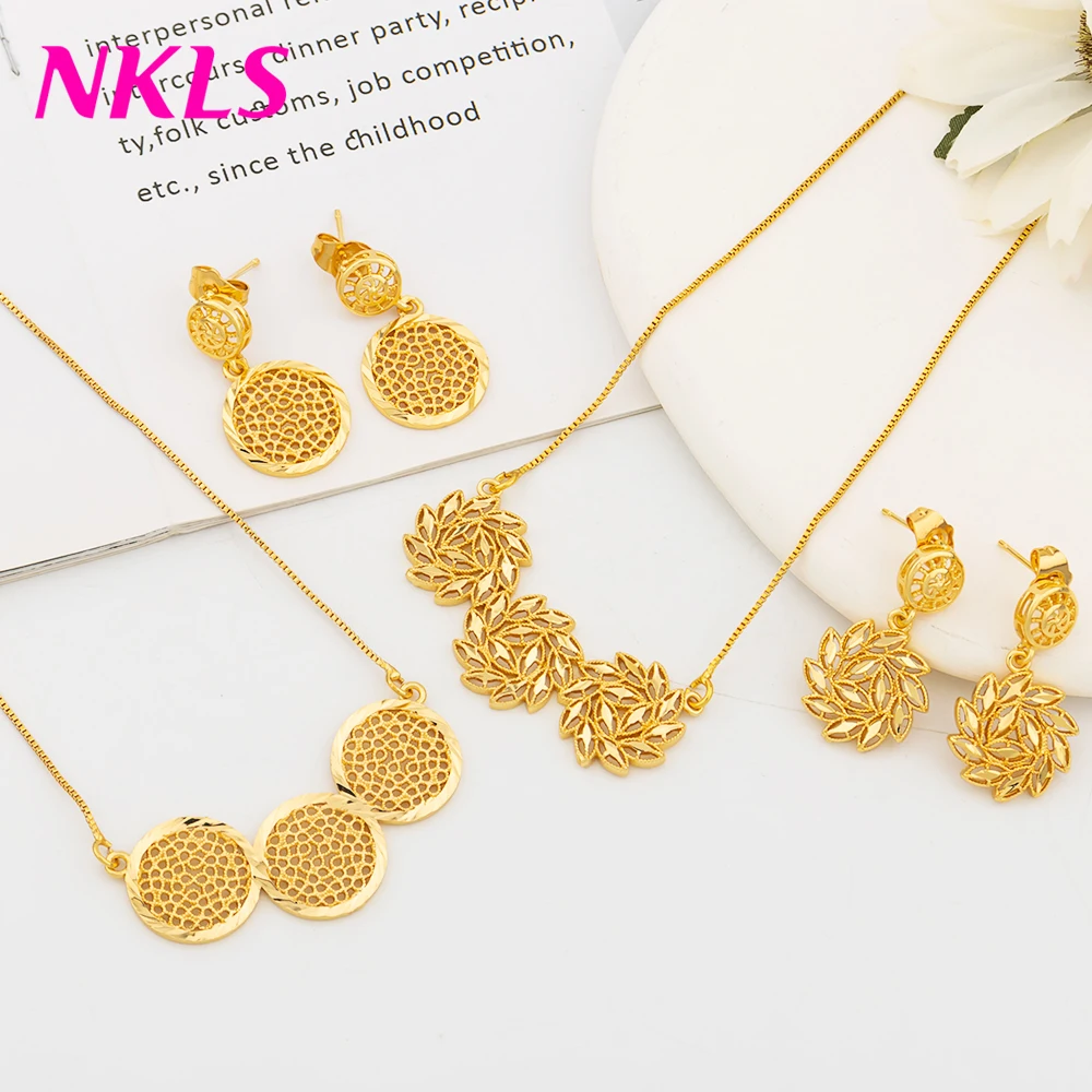 Wedding Necklace and Earring Set for Women Elegant Fashion Trendy Jewelry Sets Dubai Luxury Golden Color Accessories Gift
Wedding Necklace and Earring Set for Women Elegant Fashion Trendy Jewelry Sets Dubai Luxury Golden Color Accessories Gift