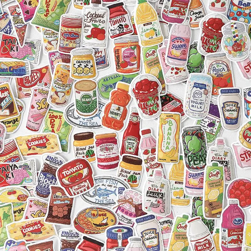 

40Pcs/Pack Assorted Beverage & Food Stationery Stickers Decor Junk Journal Scrapbooking Diary Aesthetic Laptop Phone Art Labels