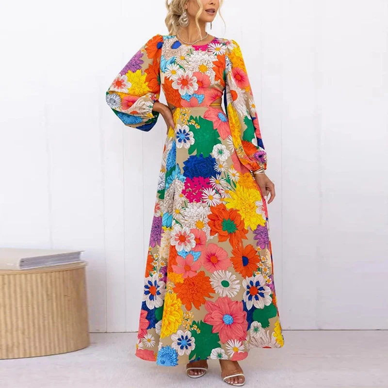 Female O Neck Flower Print Long Dress Elegant Long Sleeve High Waist Party Dress Autumn Spring Holiday A-line Pleated Long Dress
Female O Neck Flower Print Long Dress Elegant Long Sleeve High Waist Party Dress Autumn Spring Holiday A-line Pleated Long Dress