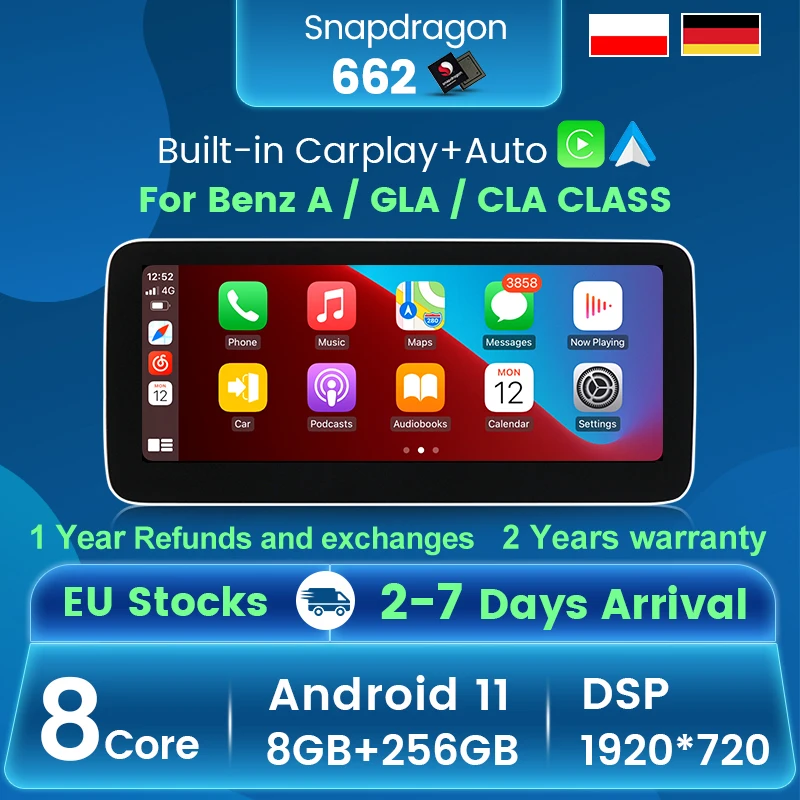 Автомагнитола на Android 11 DSP для Mercedes Benz A class W176 / GLA X156 / CLA C117 2013 - 2018 с GPS-навигацией, мультимедийным видеоплеером
Автомагнитола на Android 11 DSP для Mercedes Benz A class W176 / GLA X156 / CLA C117 2013 - 2018 с GPS-навигацией, мультимедийным видеоплеером