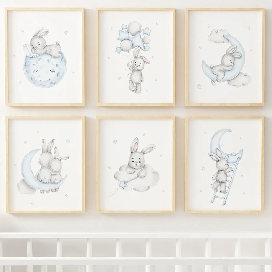 Blue Rabbit Nursery Wall Art Print Canvas Painting Cartoon Moon Star Cloud Balloon Nordic Poster Wall Pictures Baby Room Decor
Blue Rabbit Nursery Wall Art Print Canvas Painting Cartoon Moon Star Cloud Balloon Nordic Poster Wall Pictures Baby Room Decor