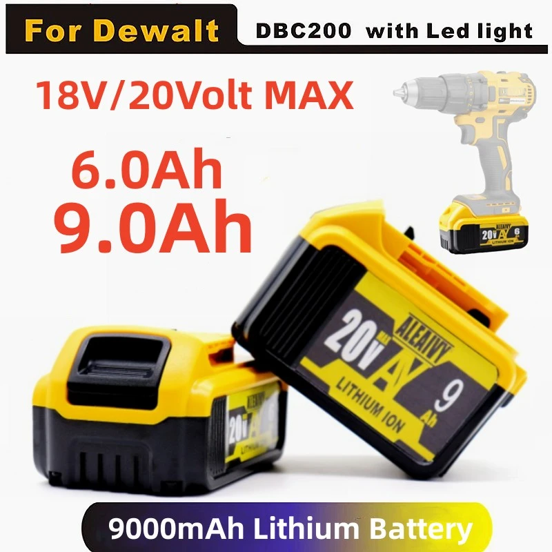 9000mAh Lithium Battery For dewalt 18V 20 Volt Max 6.0Ah 9.0Ah DCB205 DCB206 Replacement Li ion Battery Power tool Batteries
9000mAh Lithium Battery For dewalt 18V 20 Volt Max 6.0Ah 9.0Ah DCB205 DCB206 Replacement Li ion Battery Power tool Batteries