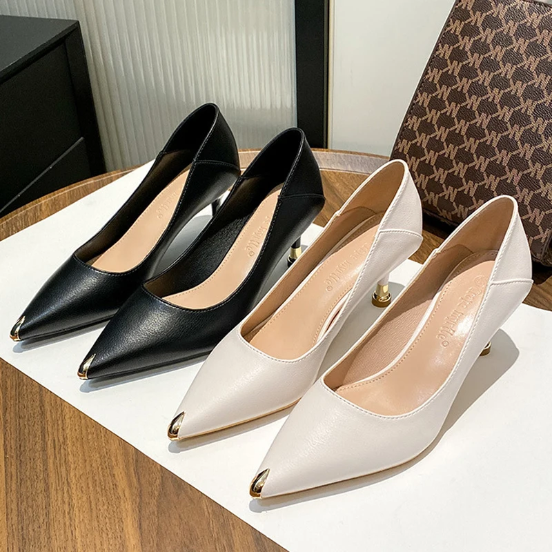 2022 High End Solid Leather Pumps Woman Metal Pointed Toe Stillettos High Heels Ladies Office Work Shoes Party Bridal Footwear
2022 High End Solid Leather Pumps Woman Metal Pointed Toe Stillettos High Heels Ladies Office Work Shoes Party Bridal Footwear