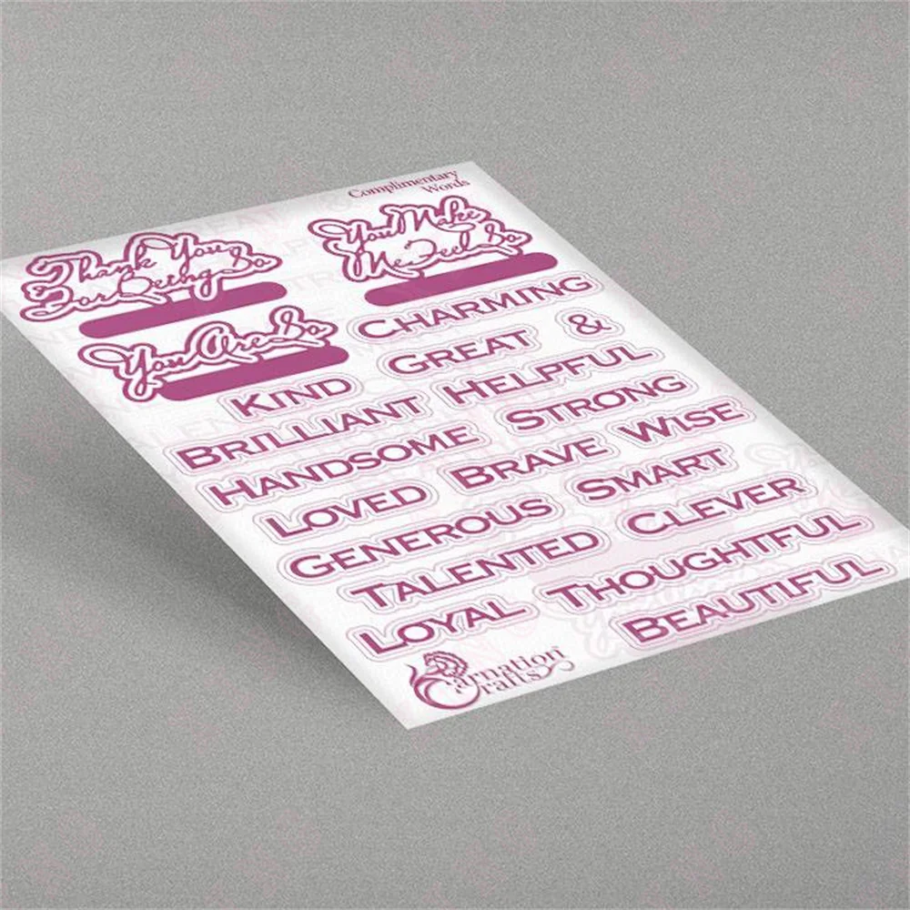 2022 Arrival New Metal Cutting Dies Scrapbook Decoration Stencil Embossed Template Diy Handmade Complimentary Words Die Set Mold
2022 Arrival New Metal Cutting Dies Scrapbook Decoration Stencil Embossed Template Diy Handmade Complimentary Words Die Set Mold