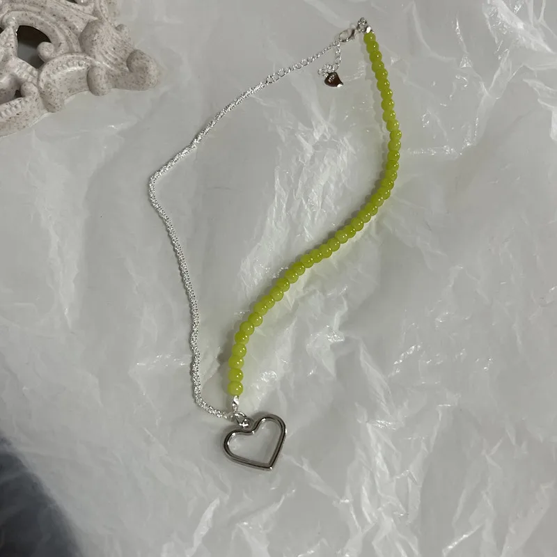 Kpop Green Glass Beads Choking Necklace for Women Sweet Short Heart Pendant Aesthetic Jewelry Free Shipping
Kpop Green Glass Beads Choking Necklace for Women Sweet Short Heart Pendant Aesthetic Jewelry Free Shipping