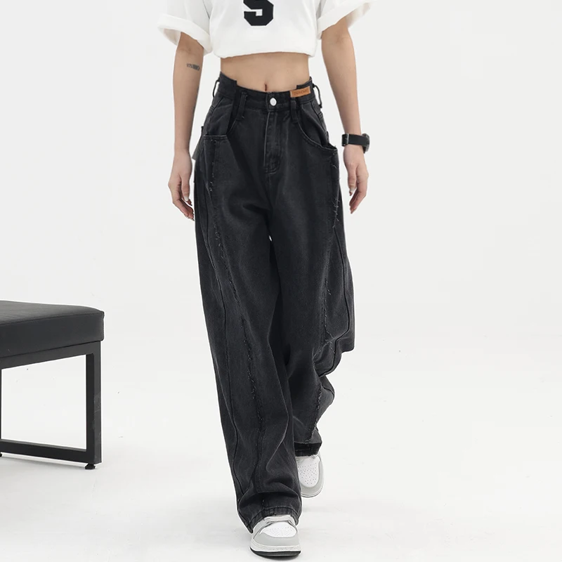 Vintage Black High Waist Women Jeans American Fashion Streetwear Wide Leg Jean Female Denim Trouser Straight Baggy Denim Pants
Vintage Black High Waist Women Jeans American Fashion Streetwear Wide Leg Jean Female Denim Trouser Straight Baggy Denim Pants