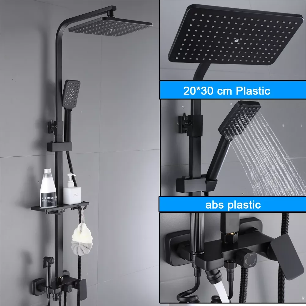 Matte Black Bathroom Shower Faucet With Shelf Rainfall Bathube Mixer Tap 3-way Function Set
Matte Black Bathroom Shower Faucet With Shelf Rainfall Bathube Mixer Tap 3-way Function Set