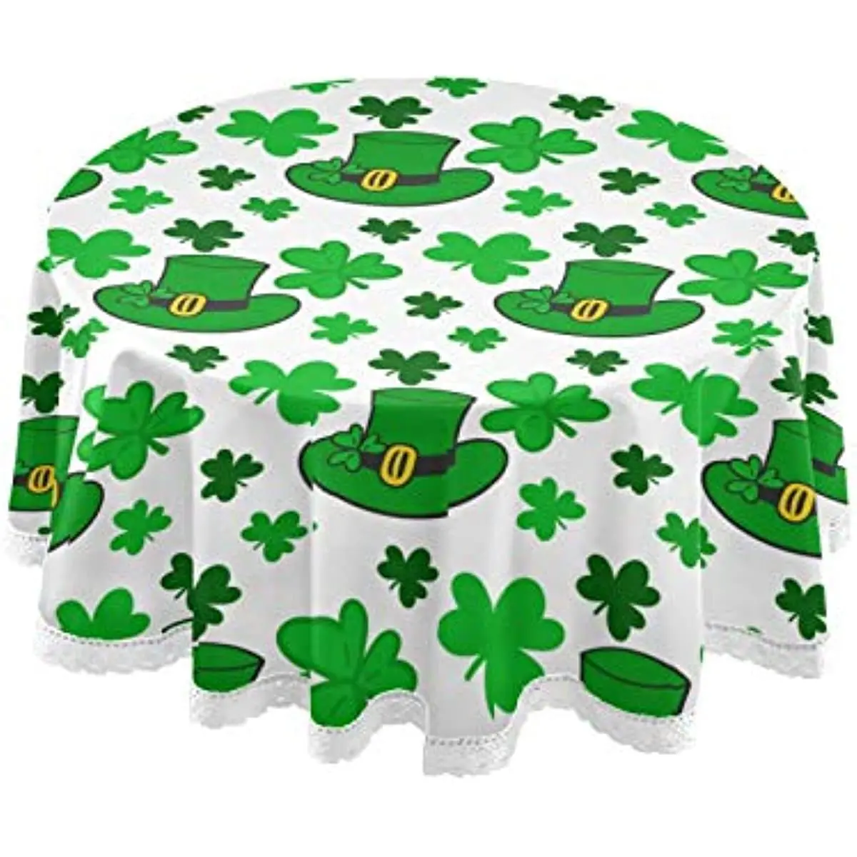 St.Patrick's Day Round Tablecloth 60 Inch,Cute Clover Leaves Green Irish Hat Lace Table Cover for Holiday Party Restaurant
St.Patrick's Day Round Tablecloth 60 Inch,Cute Clover Leaves Green Irish Hat Lace Table Cover for Holiday Party Restaurant