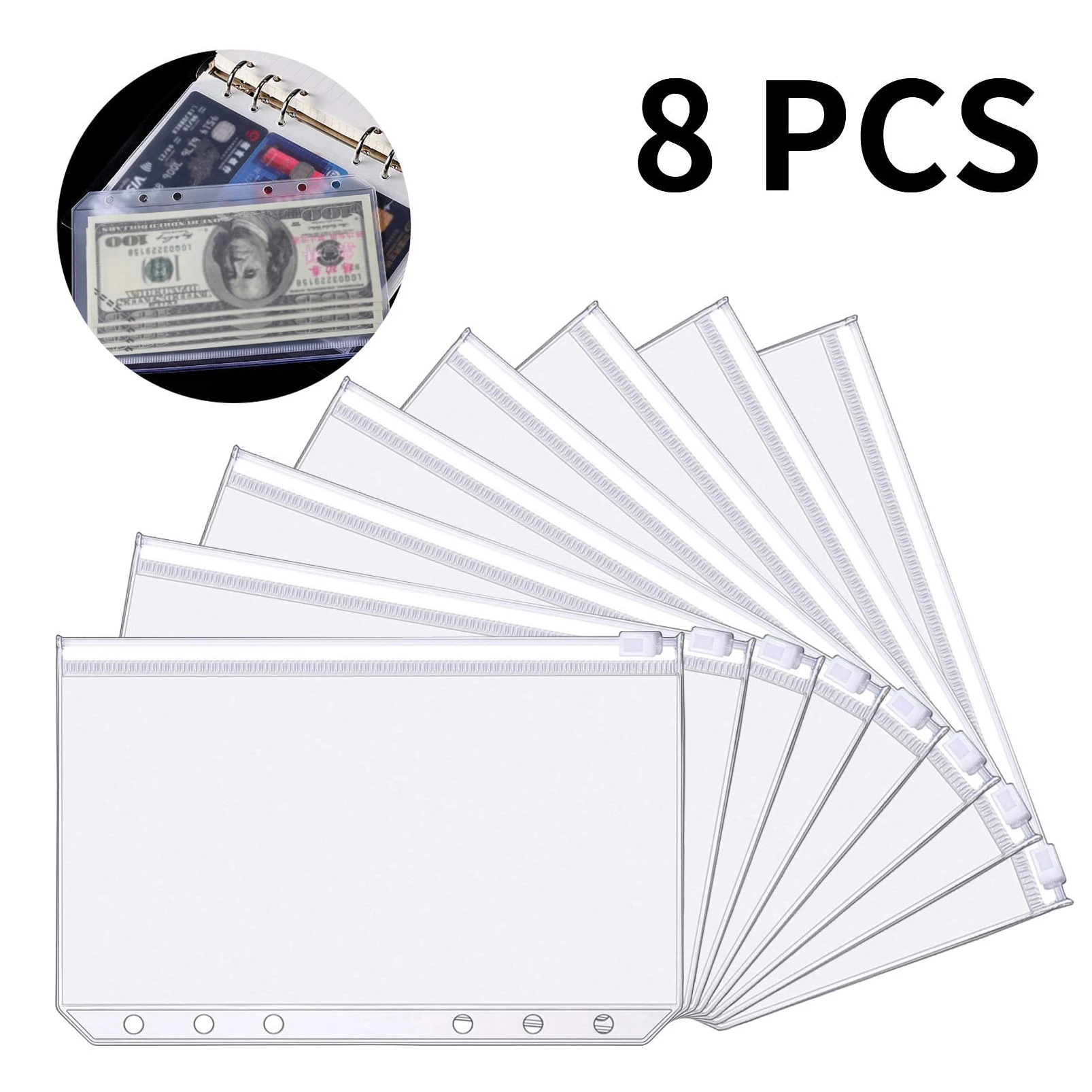 8 Pack A6 Size 6 Holes Binder Pockets Plastic Binder Zipper Folders Waterproof Loose Leaf Bags for Documents Notebooks Cards
8 Pack A6 Size 6 Holes Binder Pockets Plastic Binder Zipper Folders Waterproof Loose Leaf Bags for Documents Notebooks Cards