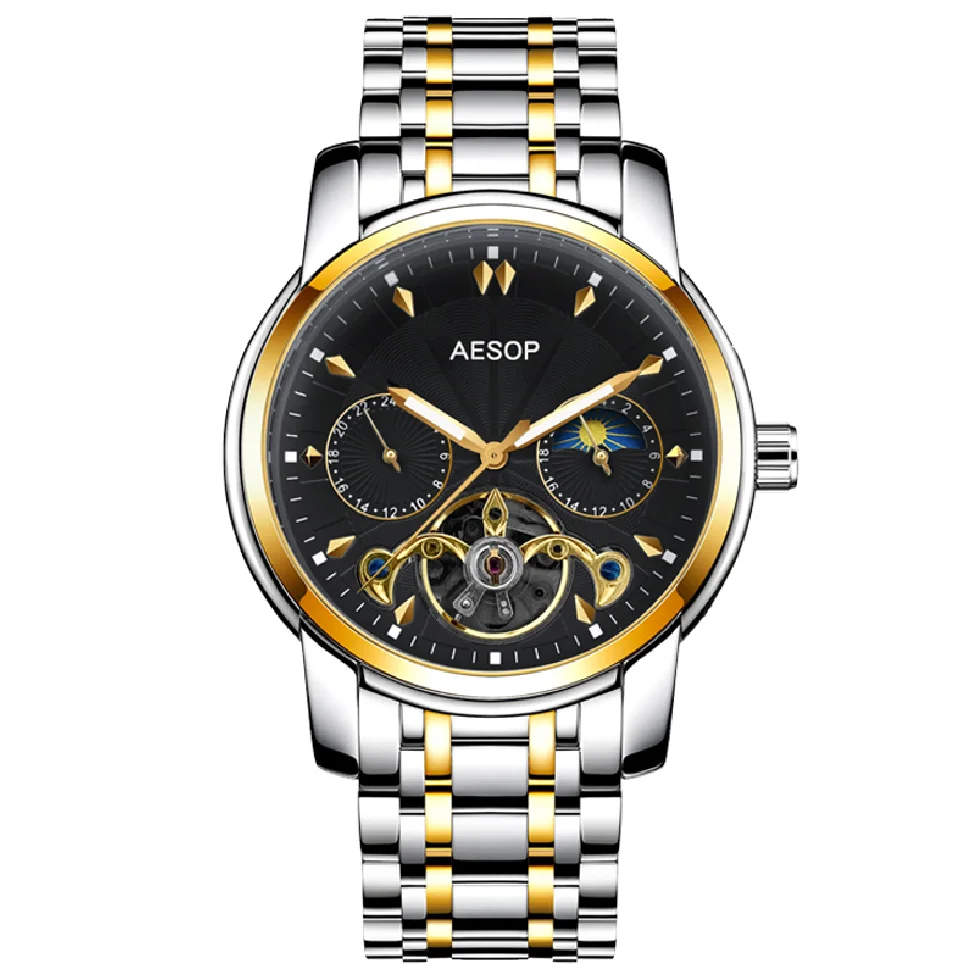 

Relogio Masculino AESOP Tourbillon Mechanical Watches for Men Fashion Automatic Skeleton Mens Mechanical Watch Clock Wristwatch