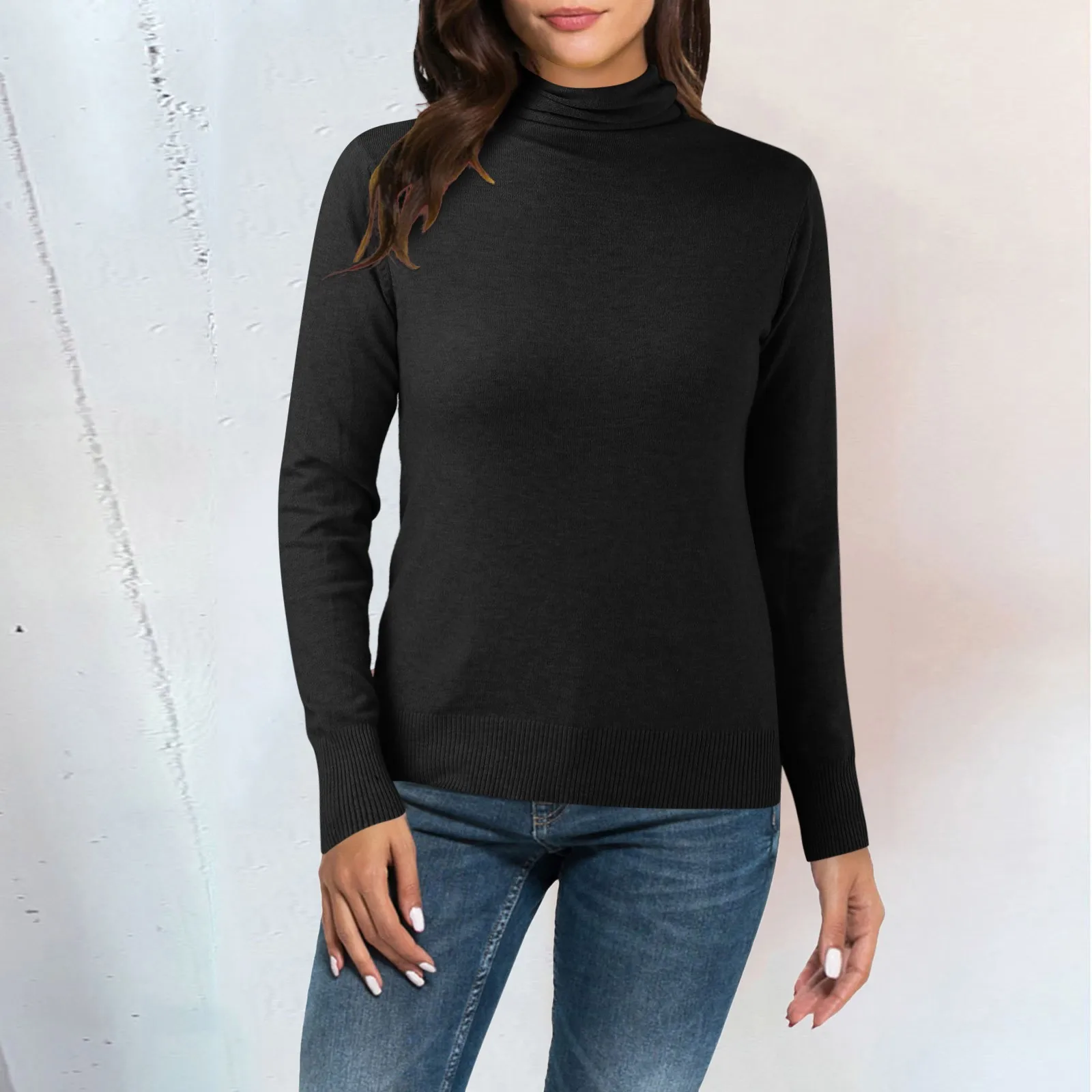 Women Casual Solid Color Bottoming Shirt Slim High Collar Knitted Long Sleeved Top winter clothes ladies warm winter nightwear 
Women Casual Solid Color Bottoming Shirt Slim High Collar Knitted Long Sleeved Top winter clothes ladies warm winter nightwear