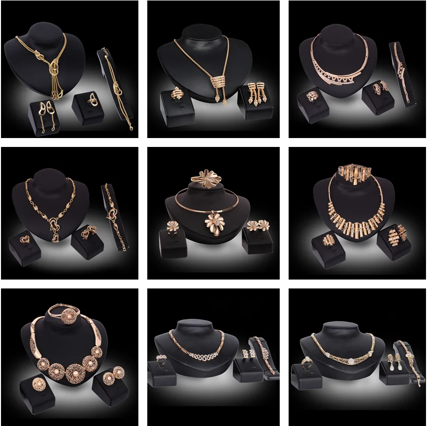 New Luxury Ladies Jewelry Set of 4 Floral Design Birthday Gifts Necklaces Earrings Bracelets Rings Wedding Gift Accessories
New Luxury Ladies Jewelry Set of 4 Floral Design Birthday Gifts Necklaces Earrings Bracelets Rings Wedding Gift Accessories