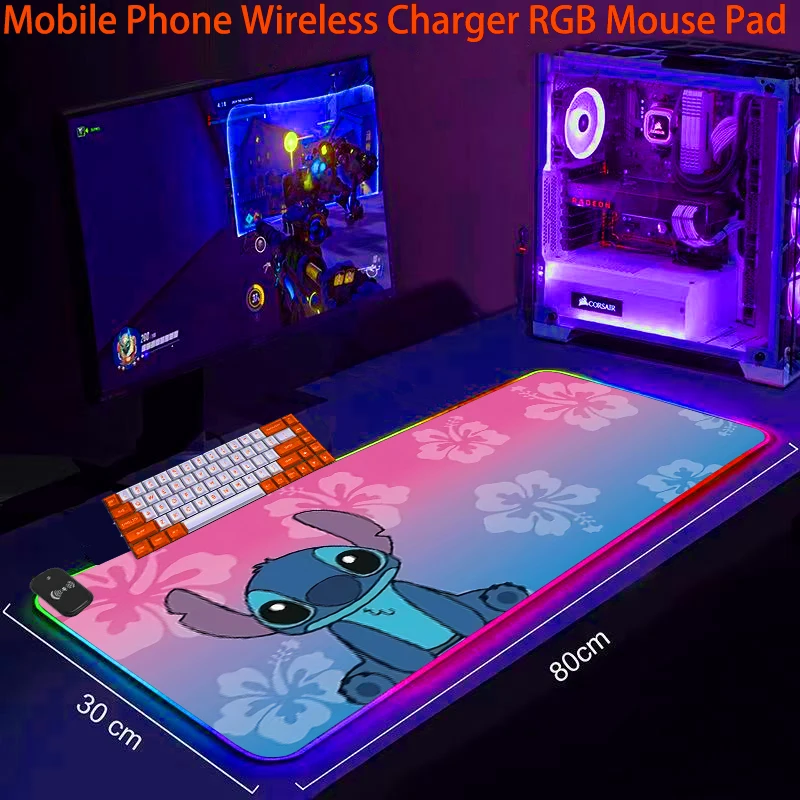 Wireless Charging RGB Mouse Pad LED Gaming Stitch Game Mats Computer Desk Accessories Cool Keyboard Mat Anti-skid Luminous Rug
Wireless Charging RGB Mouse Pad LED Gaming Stitch Game Mats Computer Desk Accessories Cool Keyboard Mat Anti-skid Luminous Rug